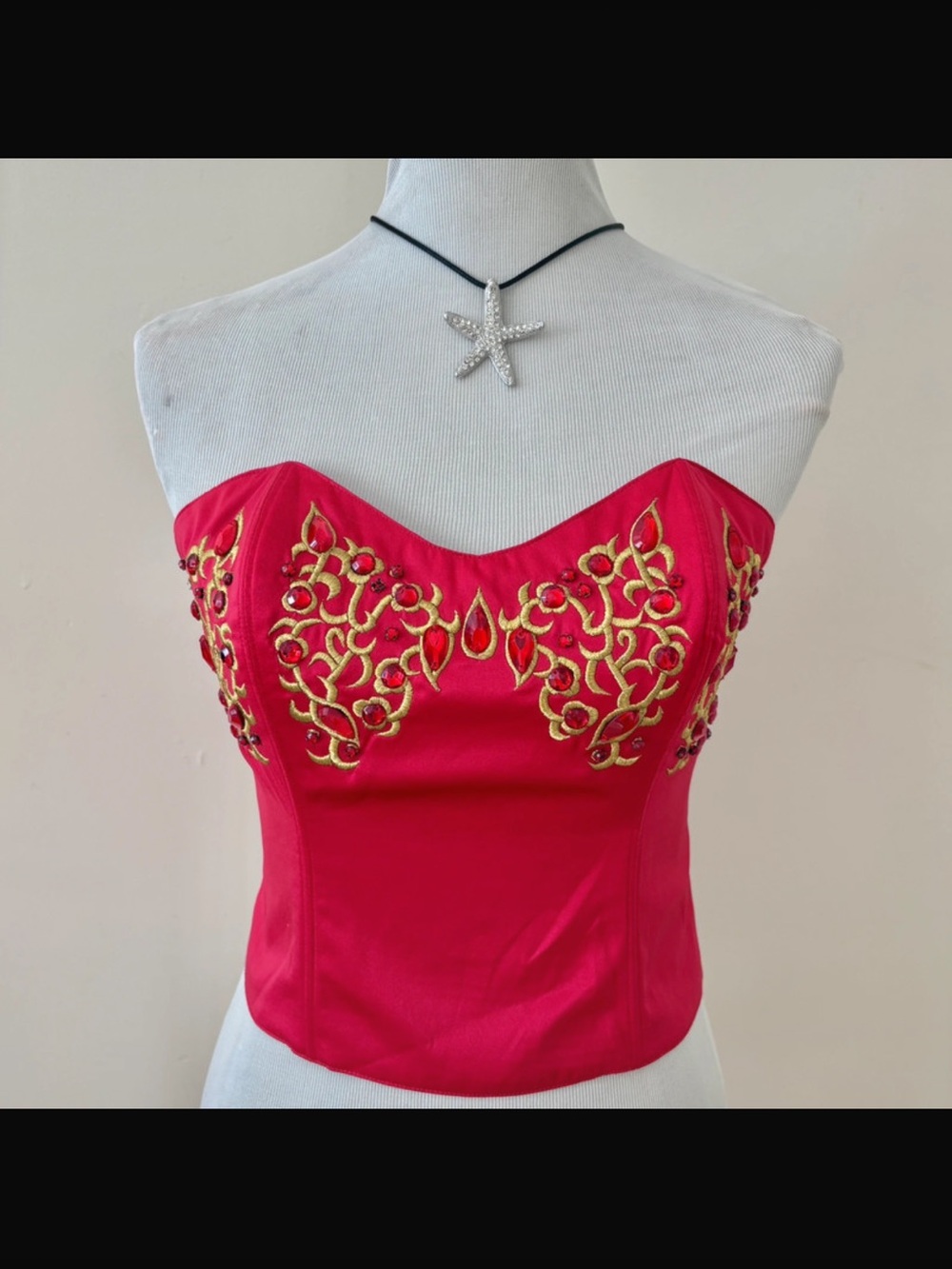 Victoria's Secret gold label vintage Red Strapless Embroidered Bustier